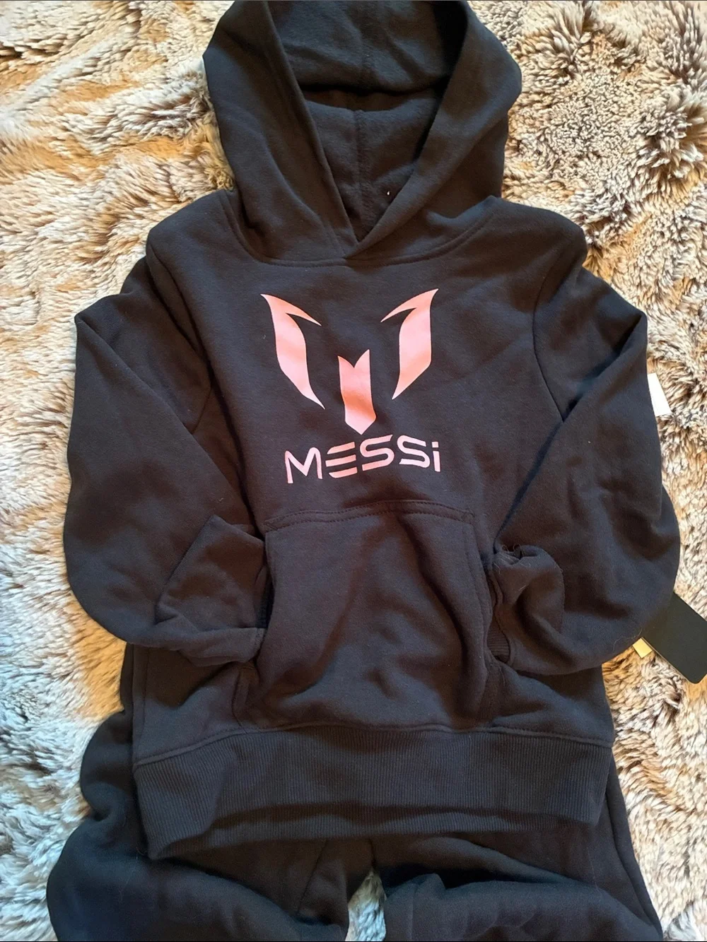 Messi Kids Black and Pink Hoodie & Jogger Set